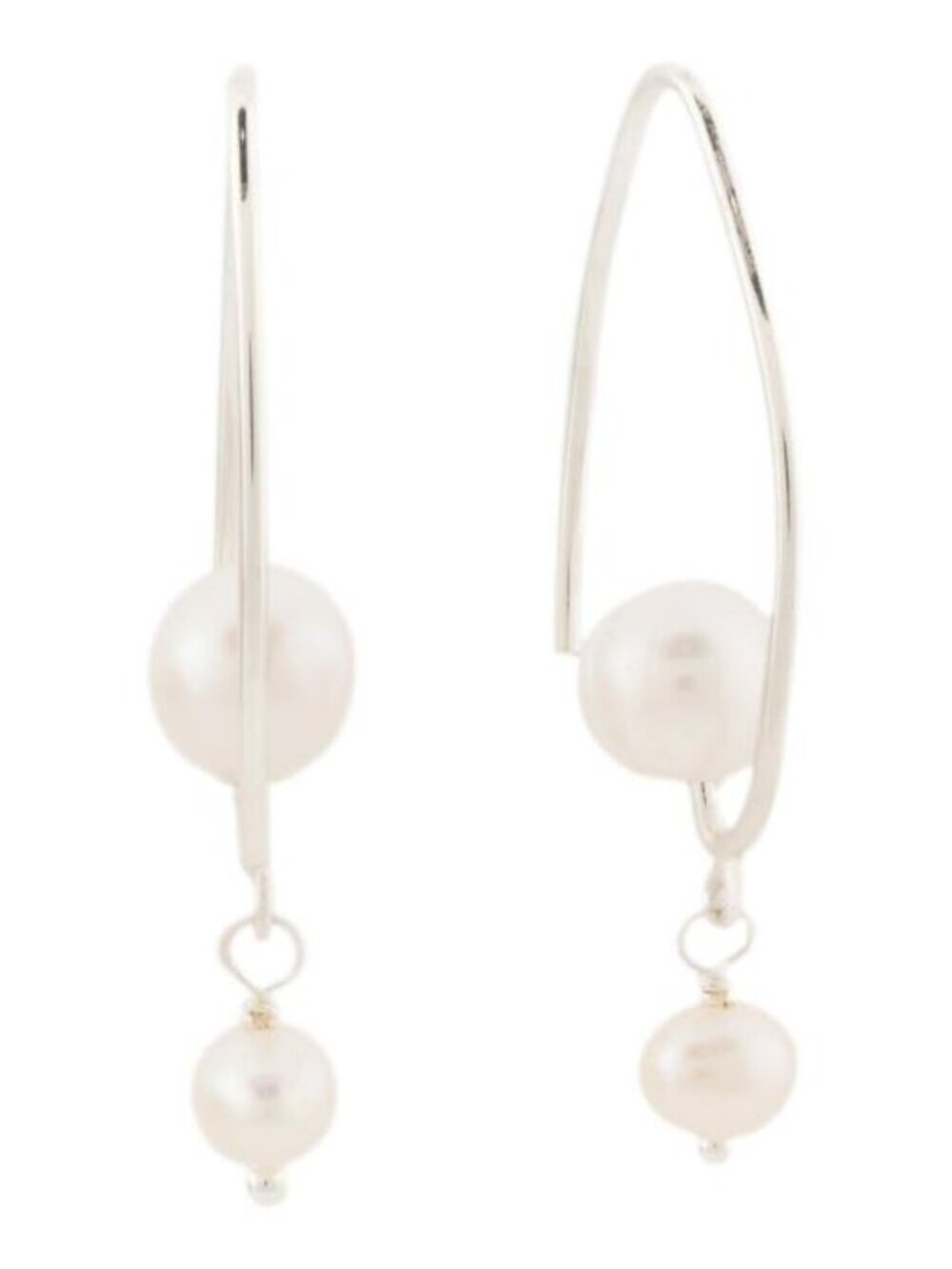 SEED & SAGE Made In Mexico Sterling Silver Plated Double Faux Pearl Earrings